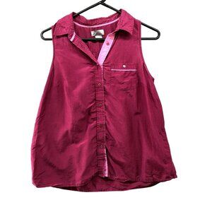 JCP JC Penney Silk‎ Blend Sleeveless Top Womens M Button Down Raspberry Lounge